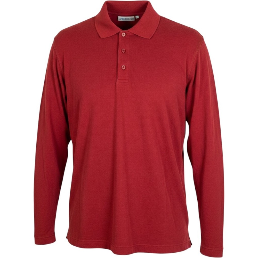 Cutter & Buck‎ Mens L Red Long Sleeve Polo Shirt CB DryTec Performance